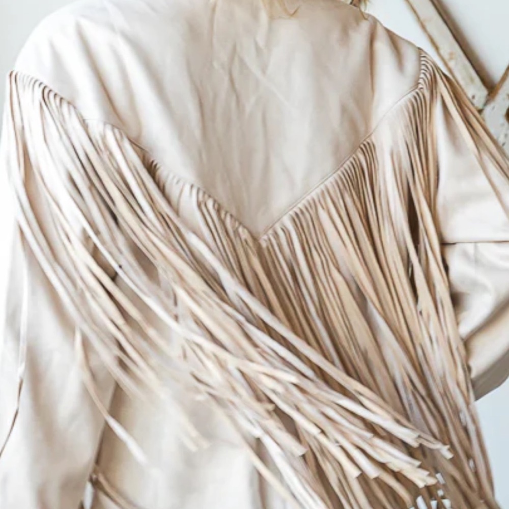 Oli&Hali faux moto Cream Fringe Jacket - Picture 3 of 6
